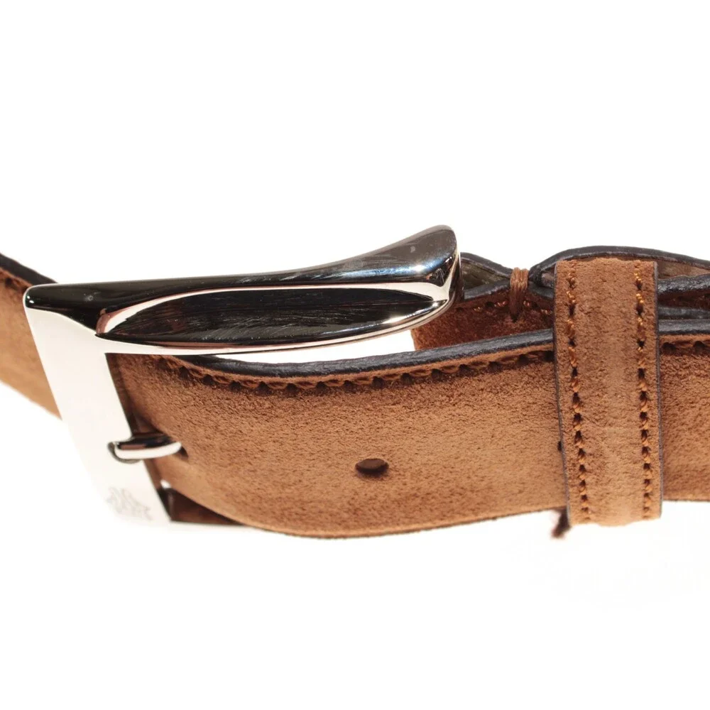 Di Bianco NWT Cut to Size Dress Belt In Solid Brown Suede Leather One Size